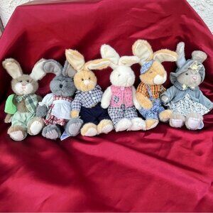 Vintage Hugfun Bunny Rabbit Plush Stuffed Set 6